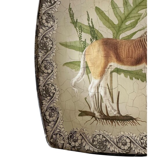 Vintage Pell Mell Palm Beach Zebra Decoupage Plate | Botanical Safari Decor - Picture 3 of 4